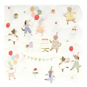 Meri Meri - Amigos Animales Servilletas de Papel de Cumpleaños - Juego de 16