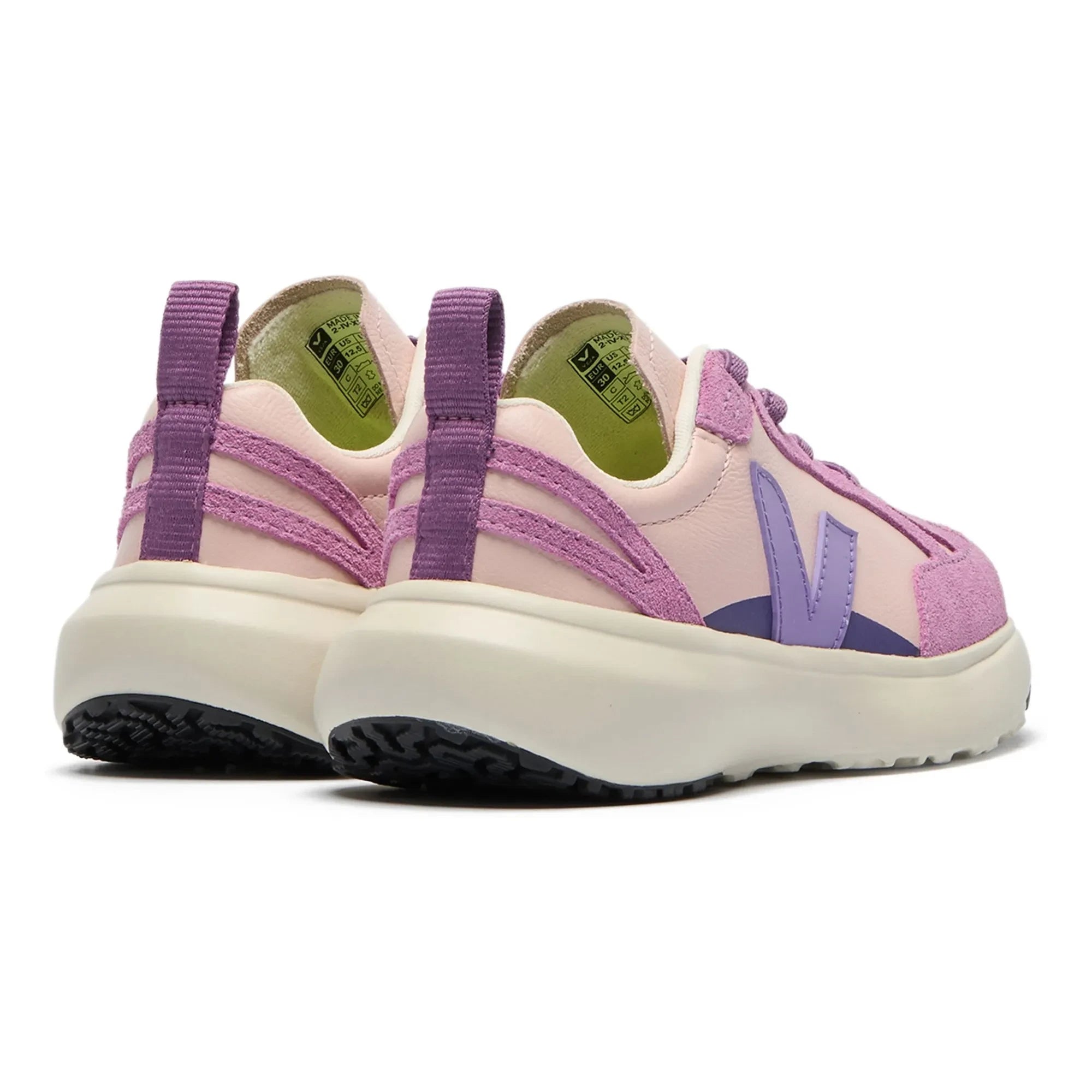 Veja - Zapatillas con cordones y encaje, Canary Small, piel abierta orgánica | Rosa