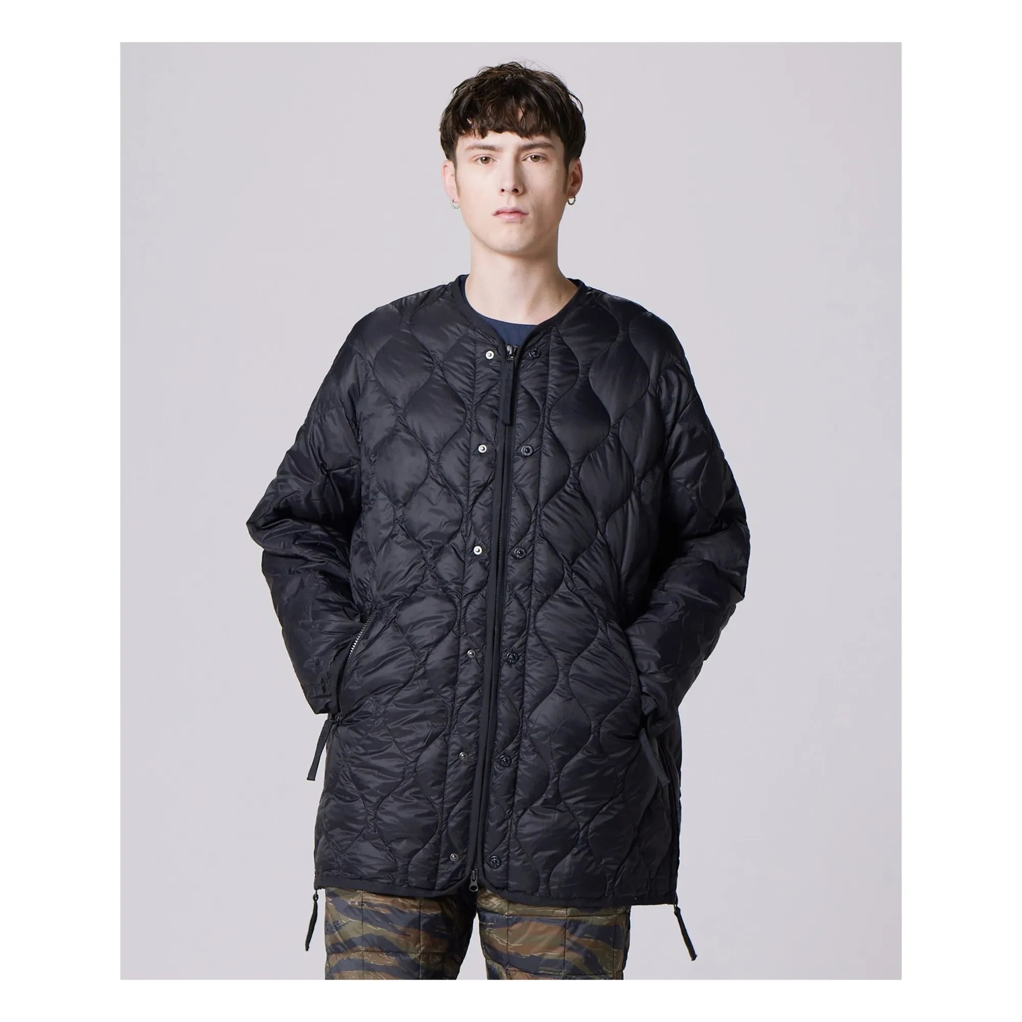 Taion - Abrigo largo militar acolchado unisex | Negro