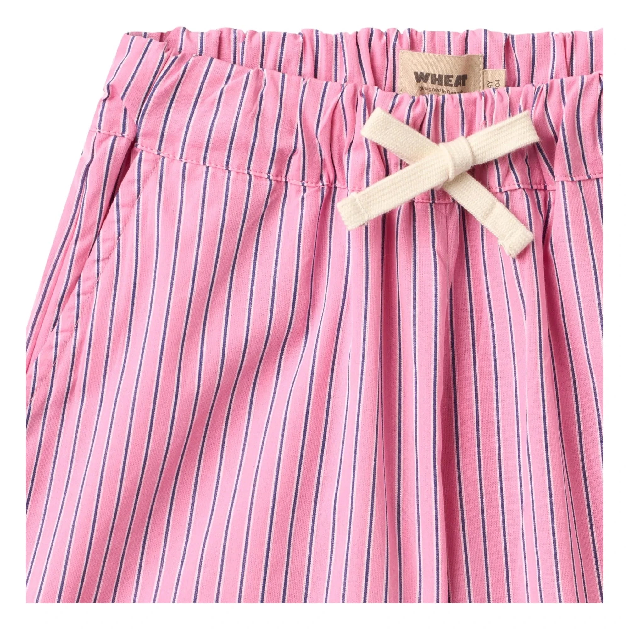 Wheat - Pantalones cortos de bermudas de algodón orgánico a rayas de coral | Rosa