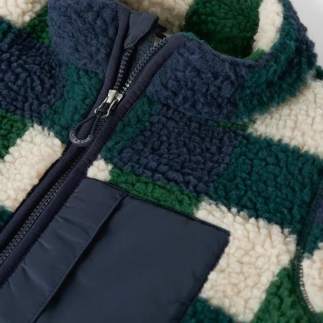 Liewood - Chaqueta de fibra reciclada estilo sherpa Nolano a cuadros | Azul marino