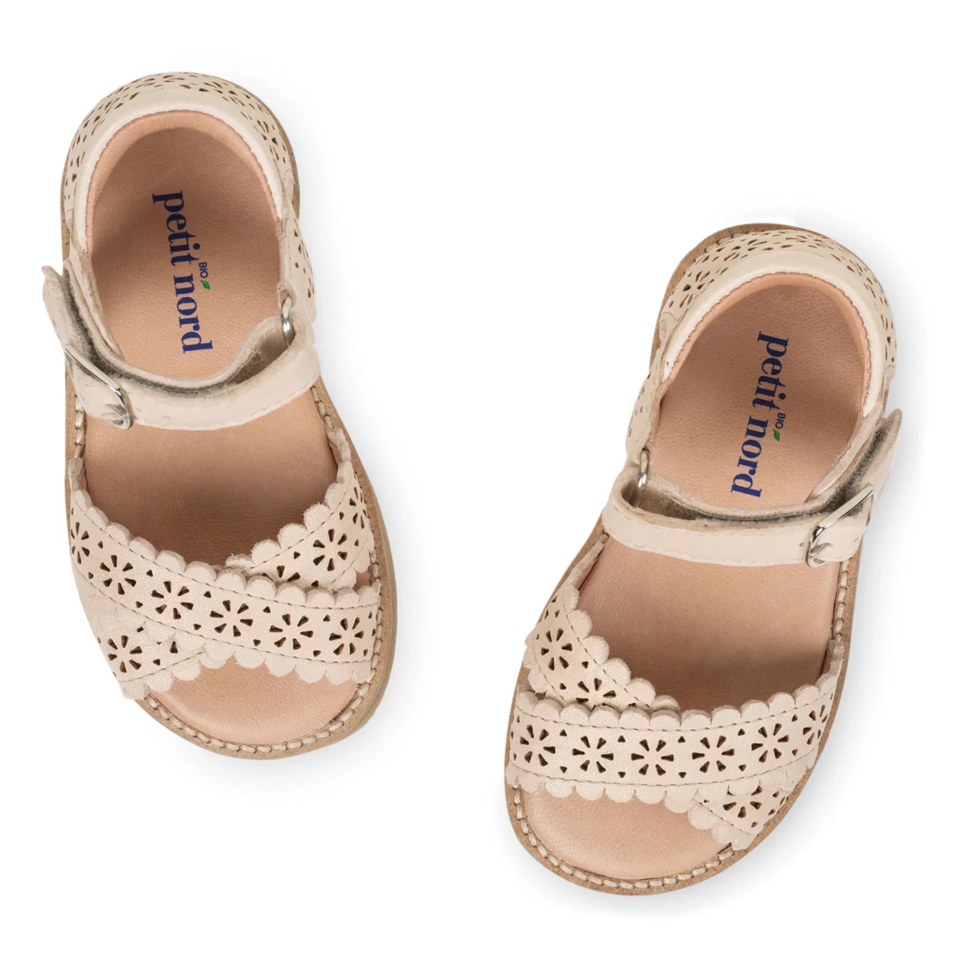 Petit Nord - Sandalias Cruzadas Florales con Tiras | Crema