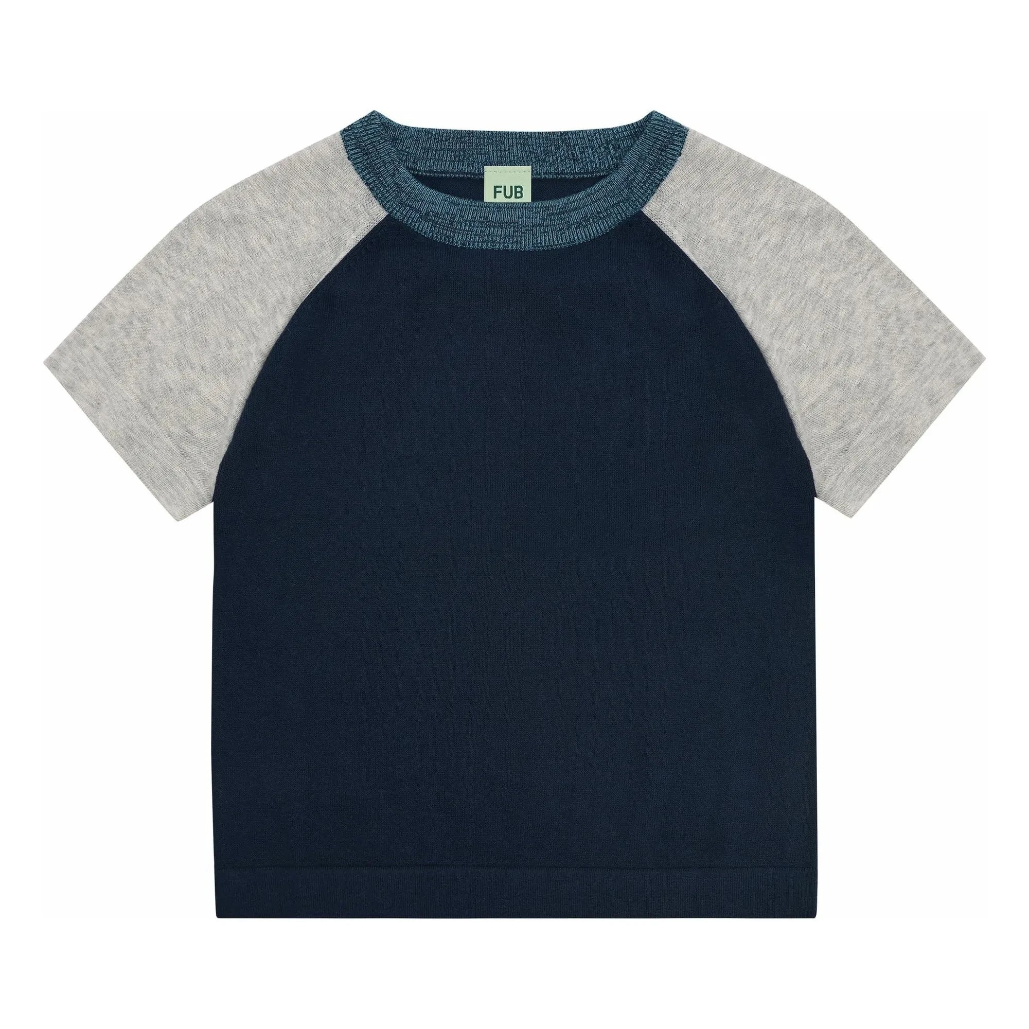 FUB - Camiseta De Bloques De Color De Algodón Orgánico Extrafino De Punto | Azul Marino