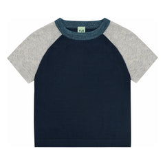 FUB - Camiseta De Bloques De Color De Algodón Orgánico Extrafino De Punto | Azul Marino