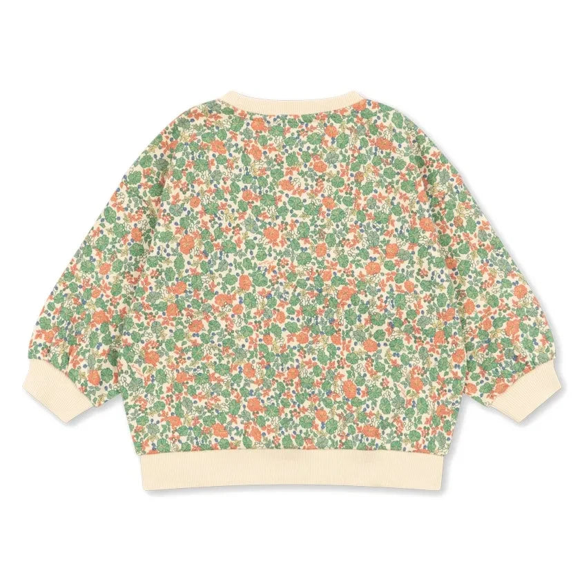 Konges Sløjd - Loupy Çiçek Desenli Organik Pamuklu Sweatshirt | Yeşil