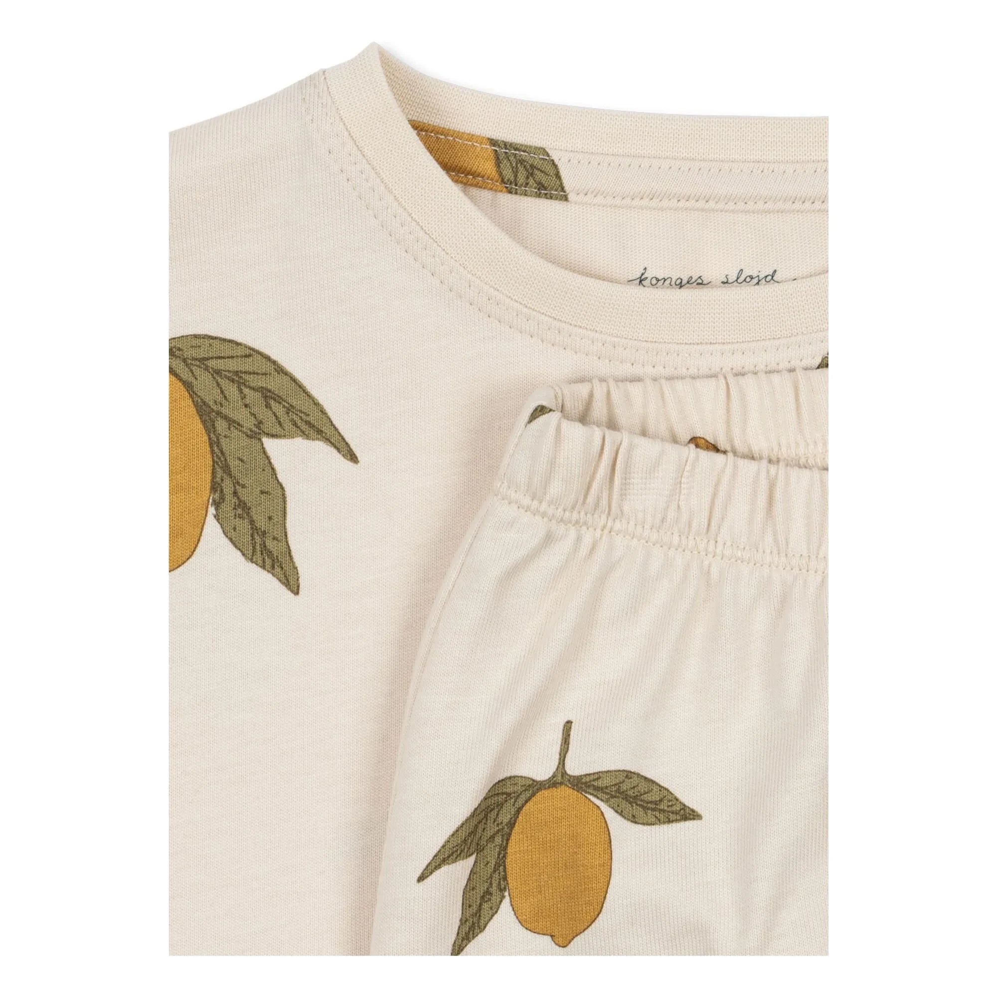 Konges Sløjd - Conjunto de camiseta y pantalón corto de algodón orgánico en color limón y crudo