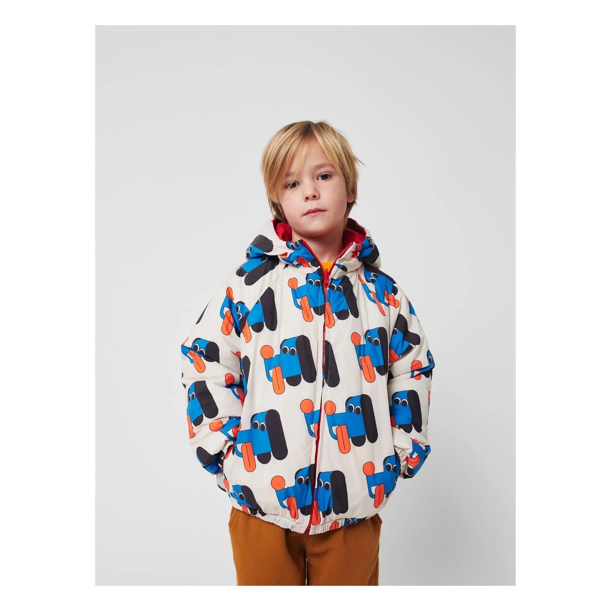 Bobo Choses - Chaqueta impermeable de fibra reciclada de doble cara | Blanco
