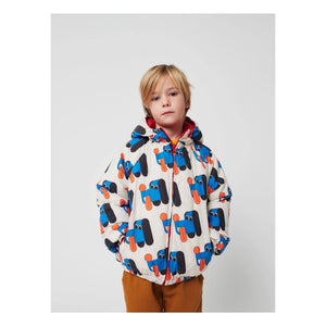 Bobo Choses - Chaqueta impermeable de fibra reciclada de doble cara | Blanco