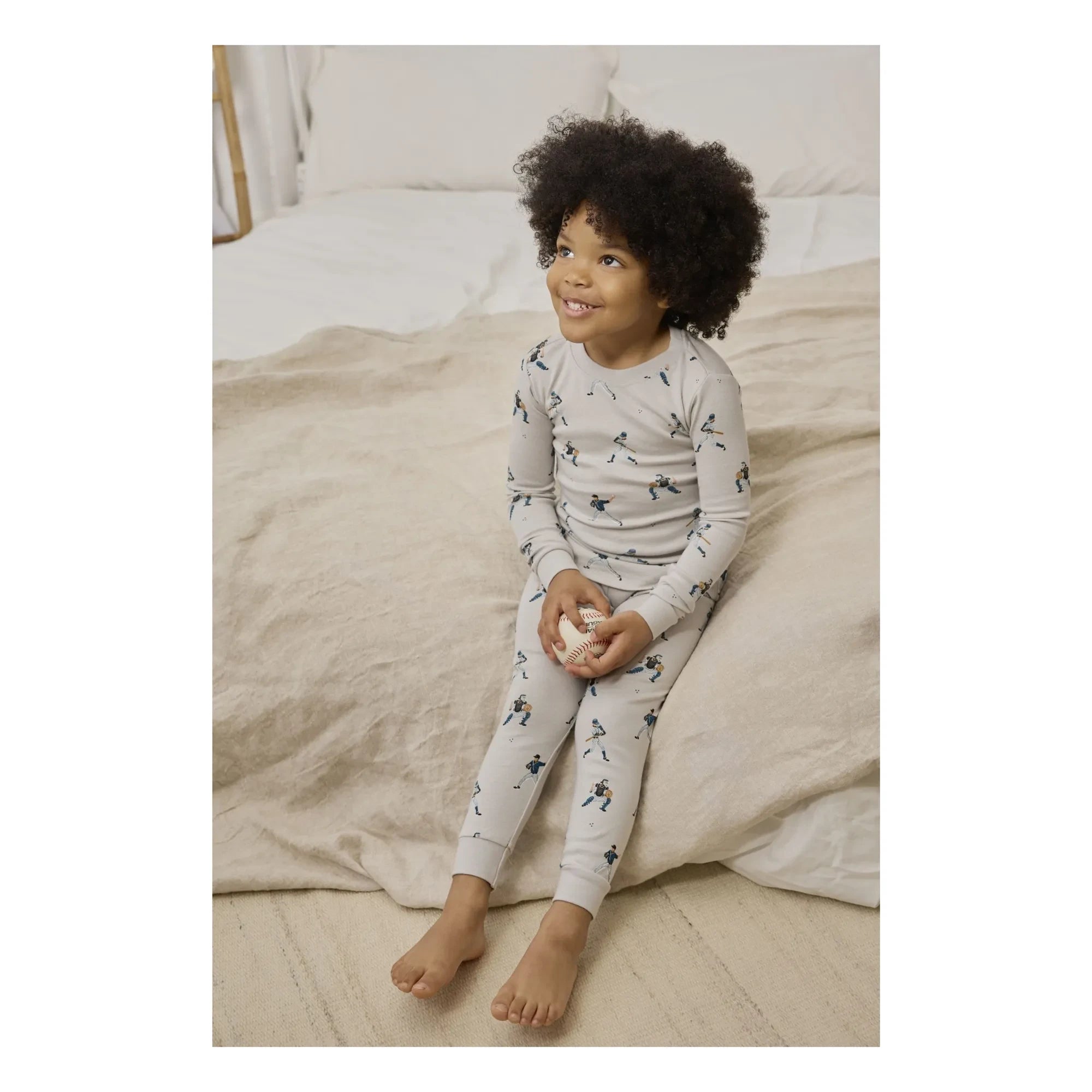 Petit Lem - Pijama de béisbol de algodón orgánico | Gris