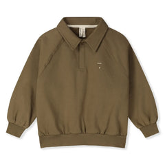 Gray Label - Sudadera de algodón orgánico con cuello polo | Marrón