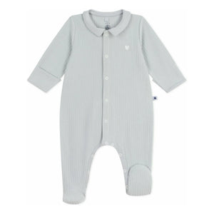 Petit Bateau - Organik Pamuklu Fitilli Pijama | Gri Melanj