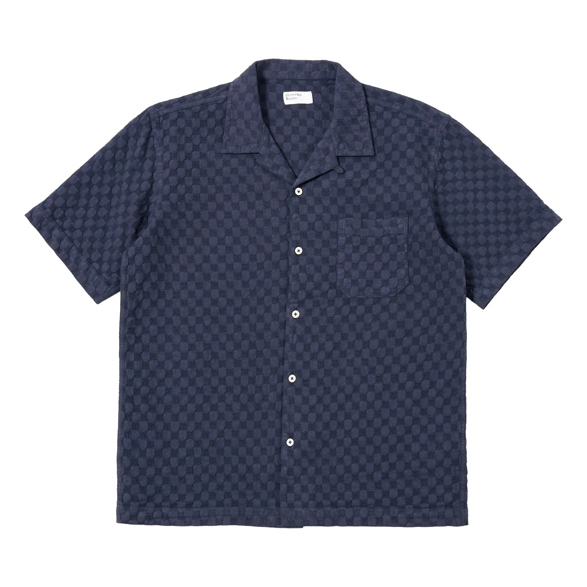 Universal Works - Camisa Road Dot Waffle | Azul marino