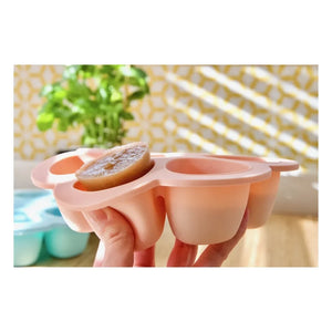 Béaba - Plato de Silicona con Compartimentos 6x90ml | Rosa Pálido