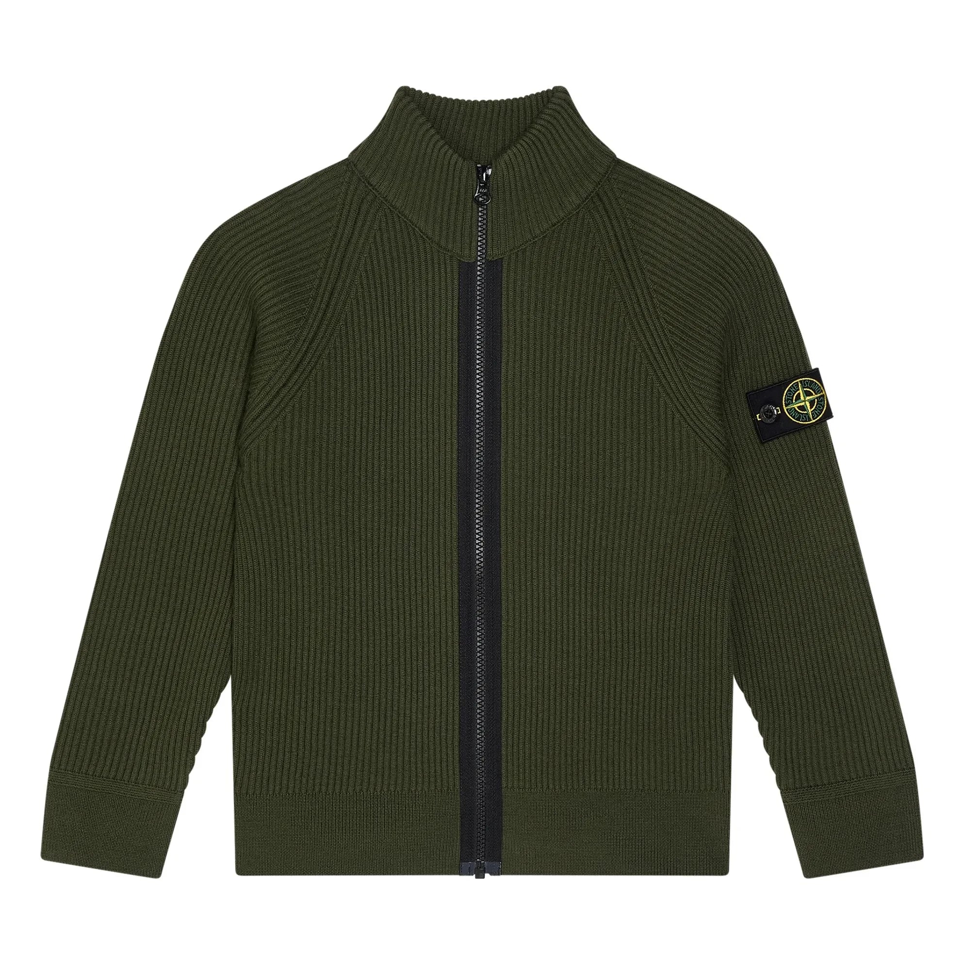 Stone Island - Chaleco de Lana con Cremallera y Logotipo | Caqui