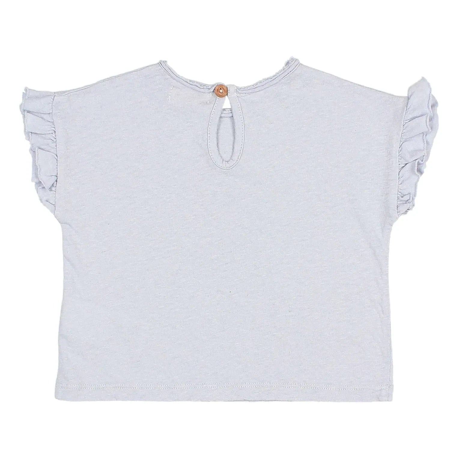 Búho - Camiseta de lino con volantes para bebé | Azul claro