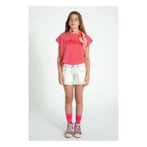 Piupiuchick - Camiseta sin mangas de esponja de algodón orgánico Love | Fucsia