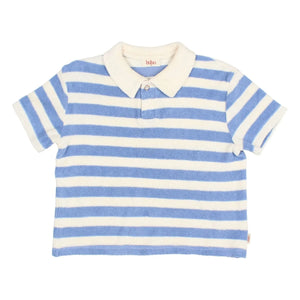 Búho - Camiseta polo de algodón orgánico a rayas | Azul claro