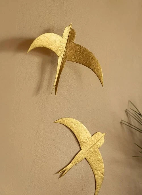 Muskhane - Adorno de pared Golondrina - Set de 10 | Oro