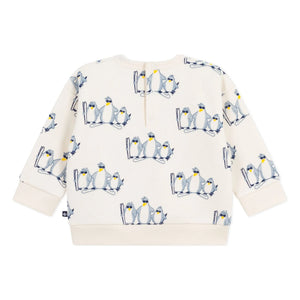 Petit Bateau - Sudadera con pingüinos patinadores | Crudo