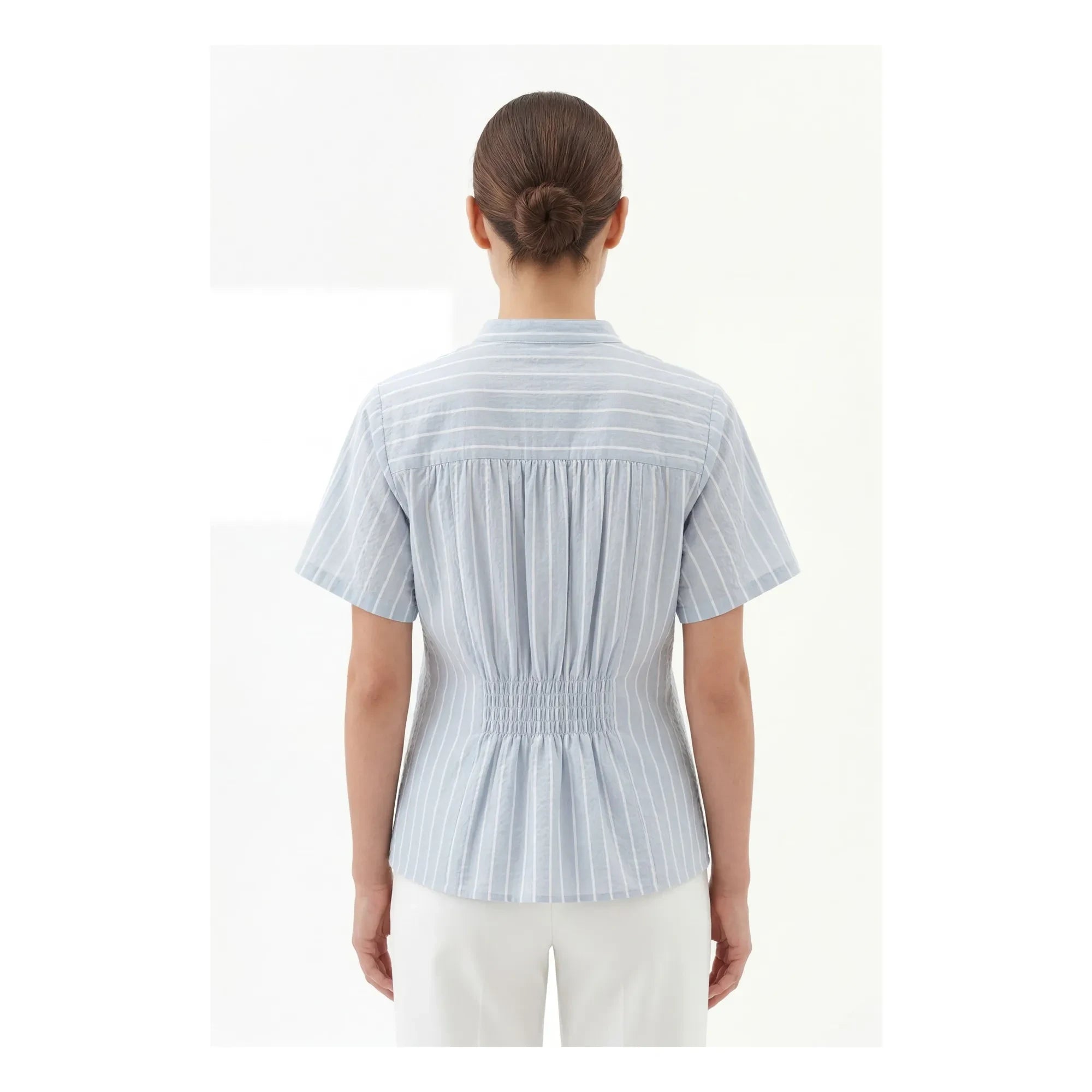 BELLEPIECE - Blusa de rayas Patrizia Cotton | Azul claro
