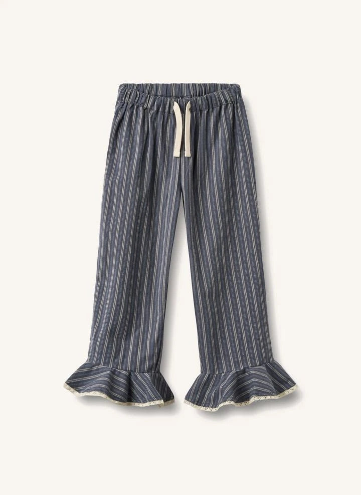 Wheat - Pijama de algodón orgánico a rayas | Gris azulado