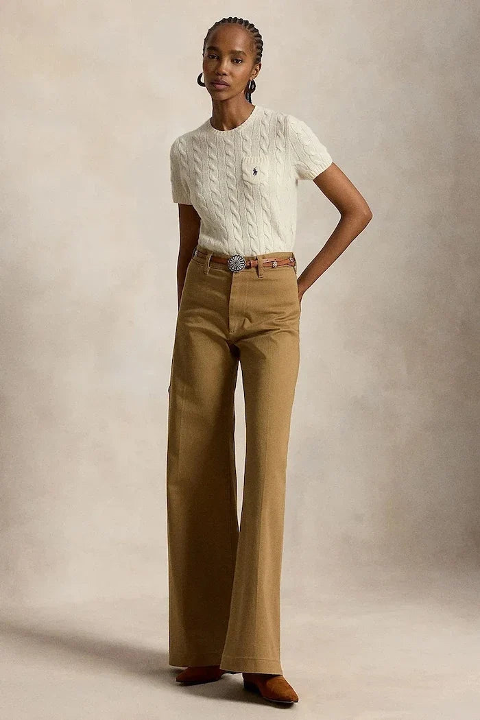 Polo Ralph Lauren Suéter de lana de manga corta para mujer