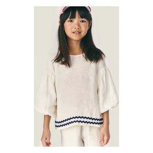 Mipounet - Blusa de lino Isaline, con mangas abullonadas | Crudo