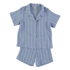 Risu Risu - Pijama de algodón orgánico a rayas | Azul
