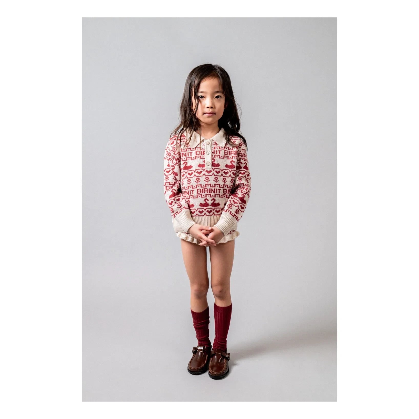 birinit - Duck Polo Yaka Kazak Merino Yün | Bordo