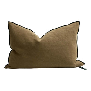 Maison de Vacances - Vice Versa Black Line Stonewashed Linen Yastık | Bronz