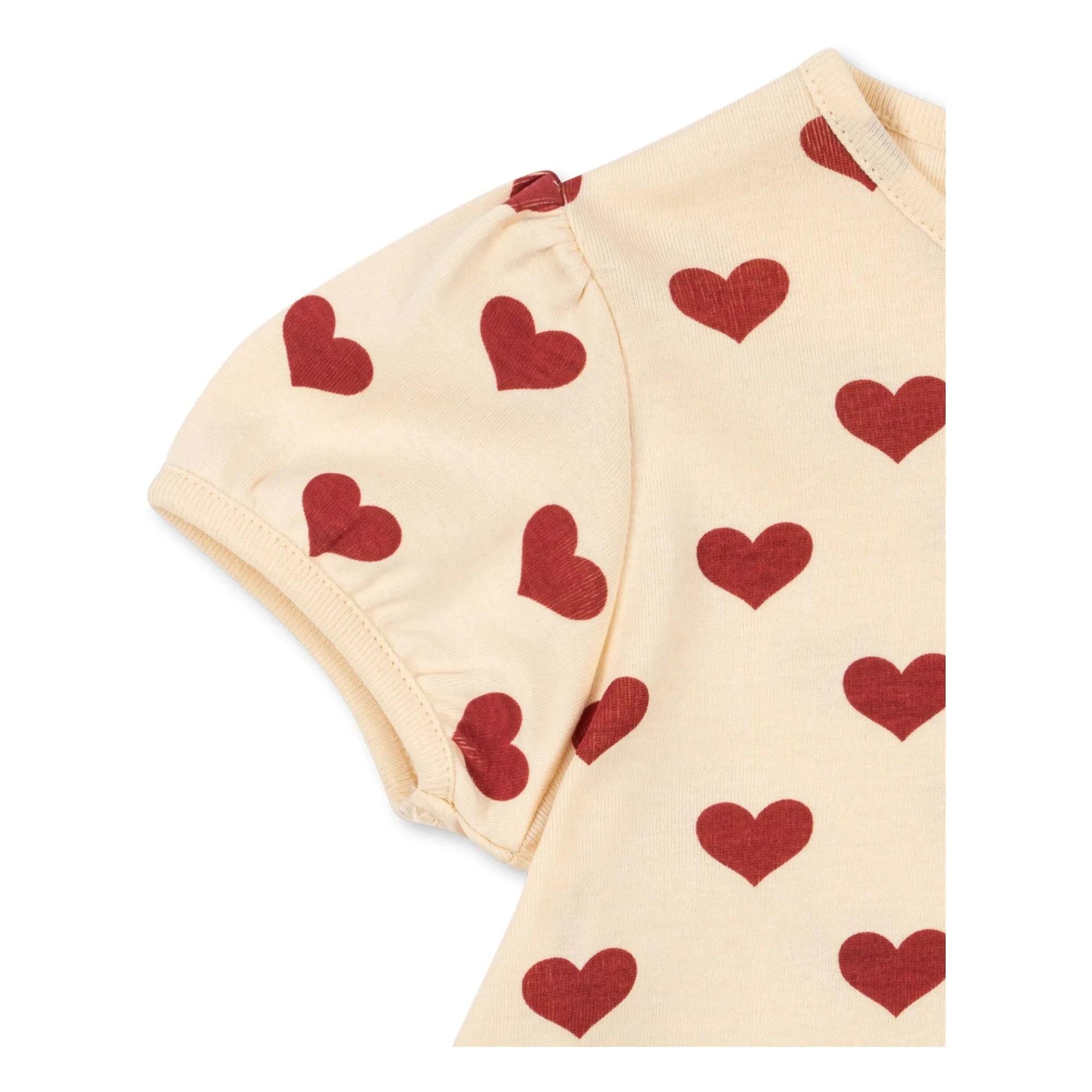 Konges Sløjd - Camiseta Básica con Volantes de Algodón Orgánico Corazones | Beige