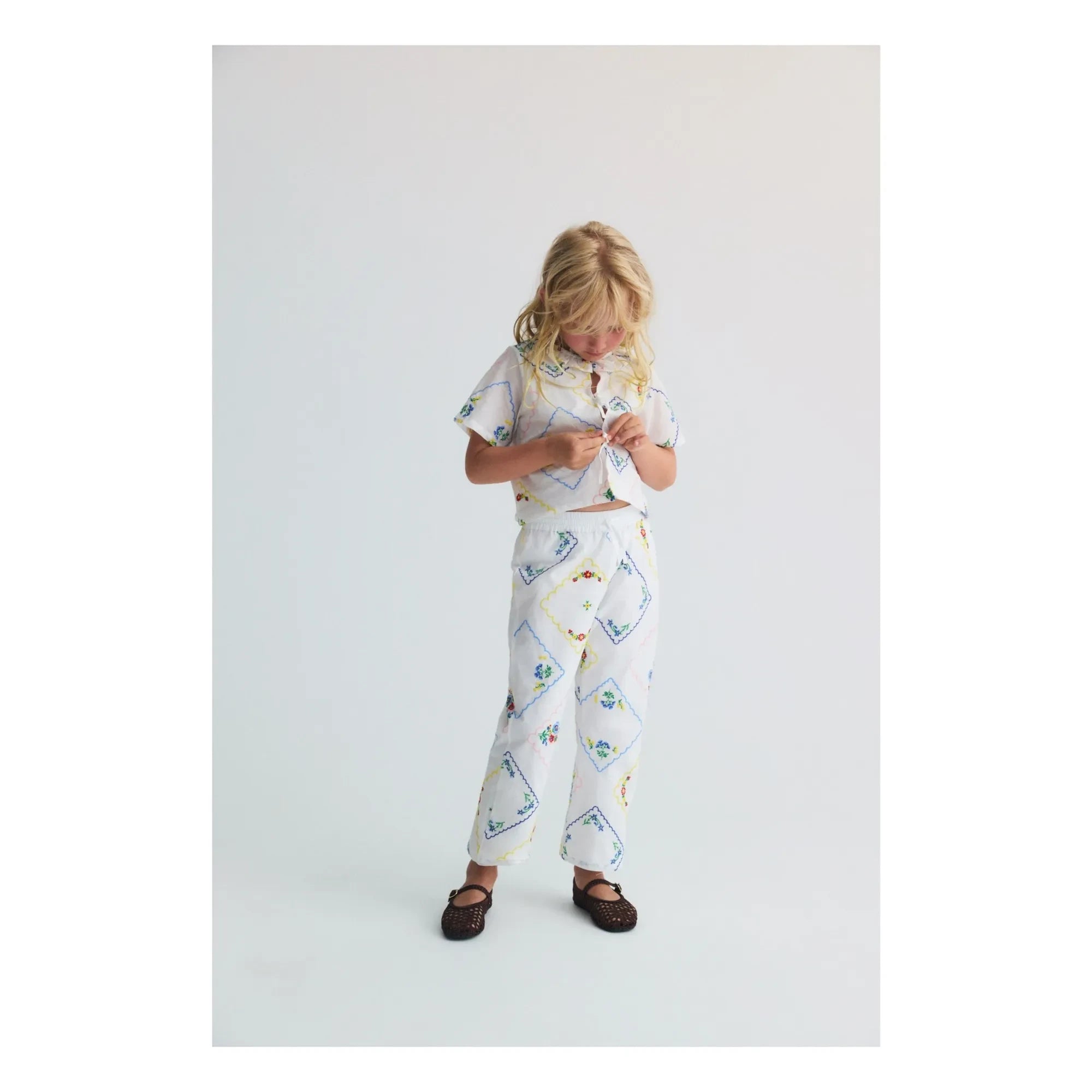 the new society - Jacinthe Fleuri Pantalones Bordados | Blanco