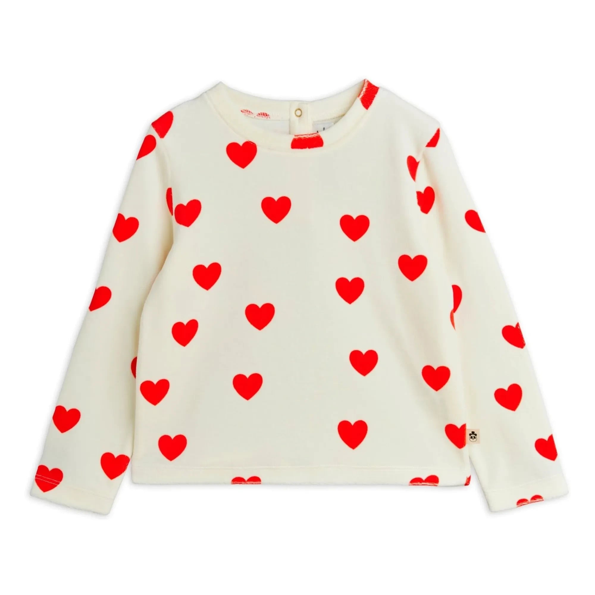 Mini Rodini - Camiseta de Corazones de Terciopelo de Algodón Orgánico | Blanco