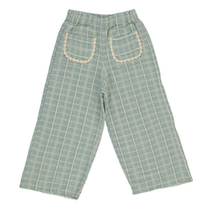 Bebe Organic - Pantalón de pana con bolsillos y cuadros Mia | Azul Verde