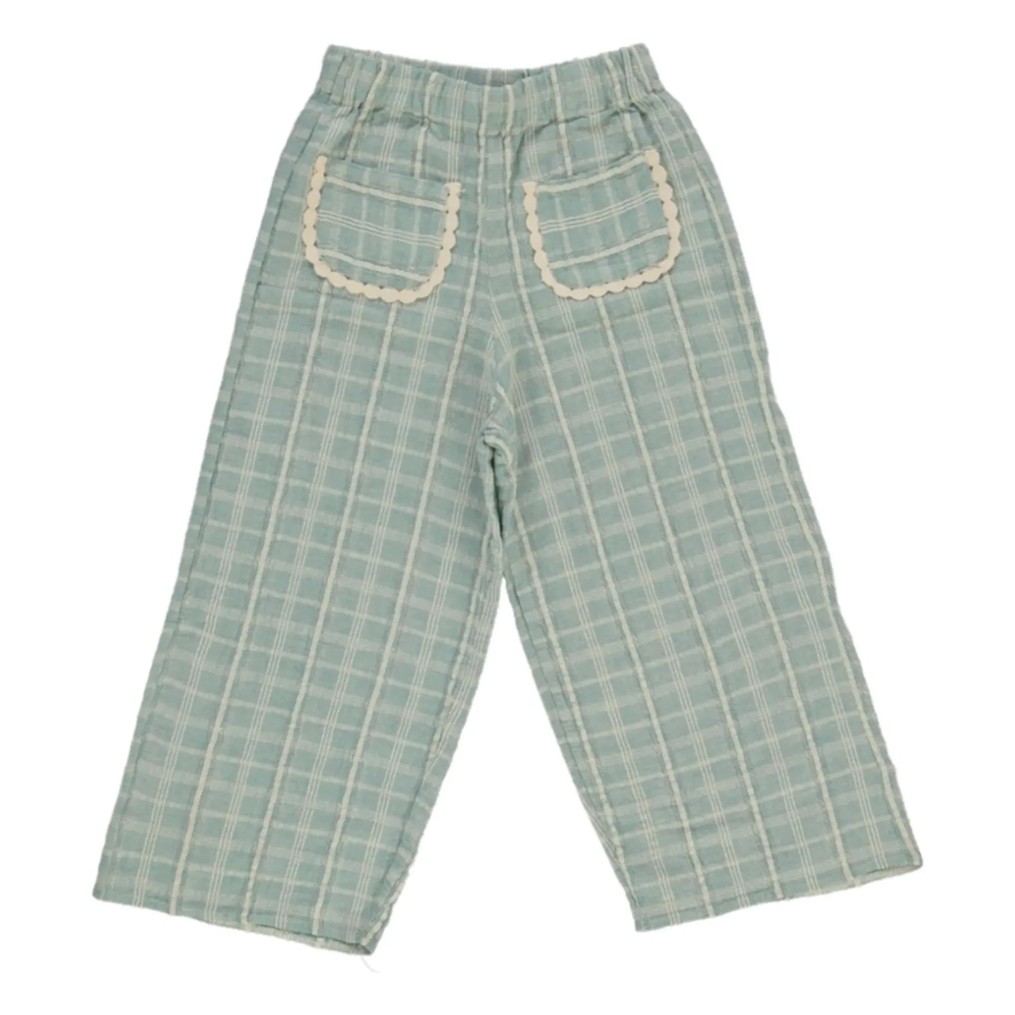 Bebe Organic - Pantalón de pana con bolsillos y cuadros Mia | Azul Verde