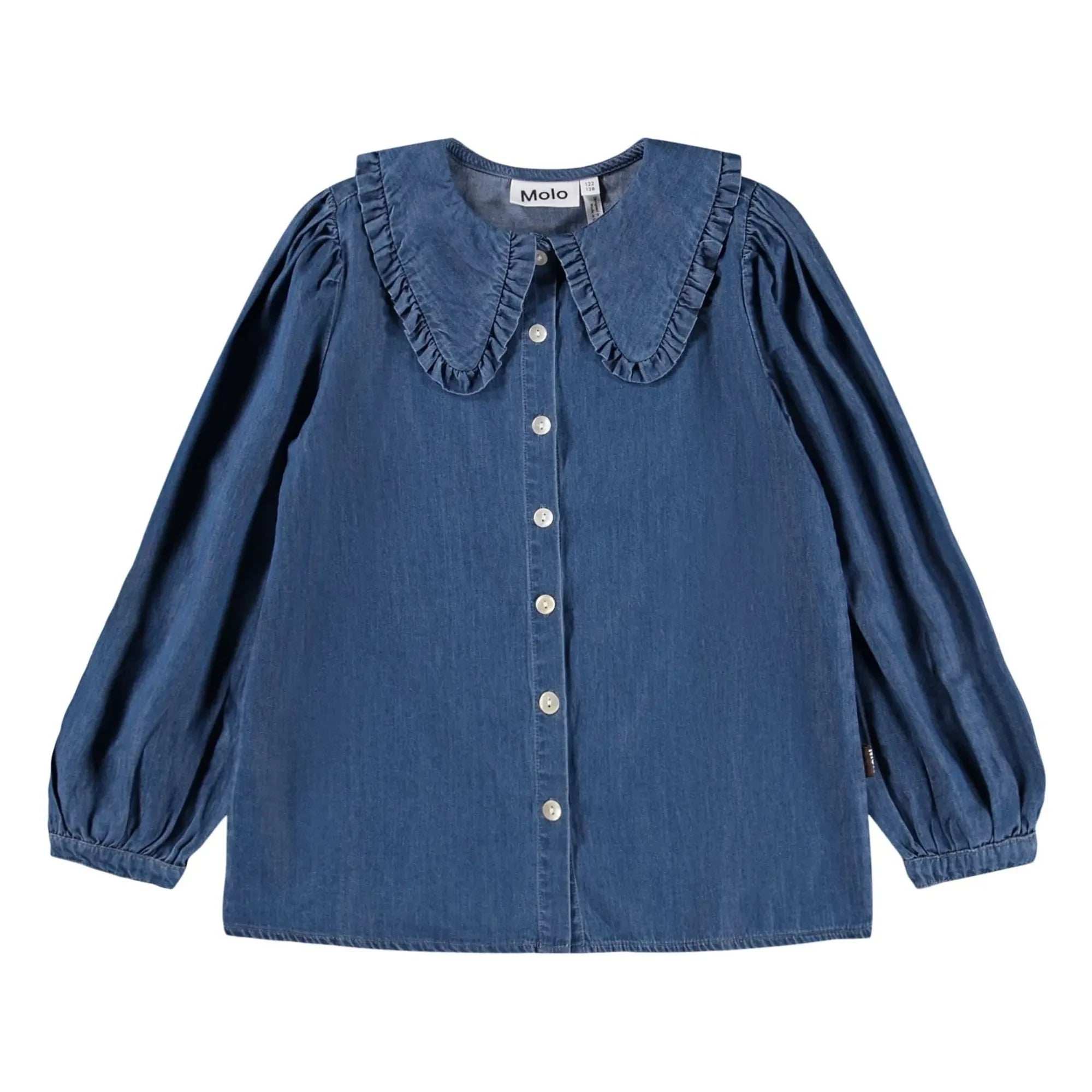 Molo - Robbin Denim Yakalı Bluz Organik Pamuk | Mavi