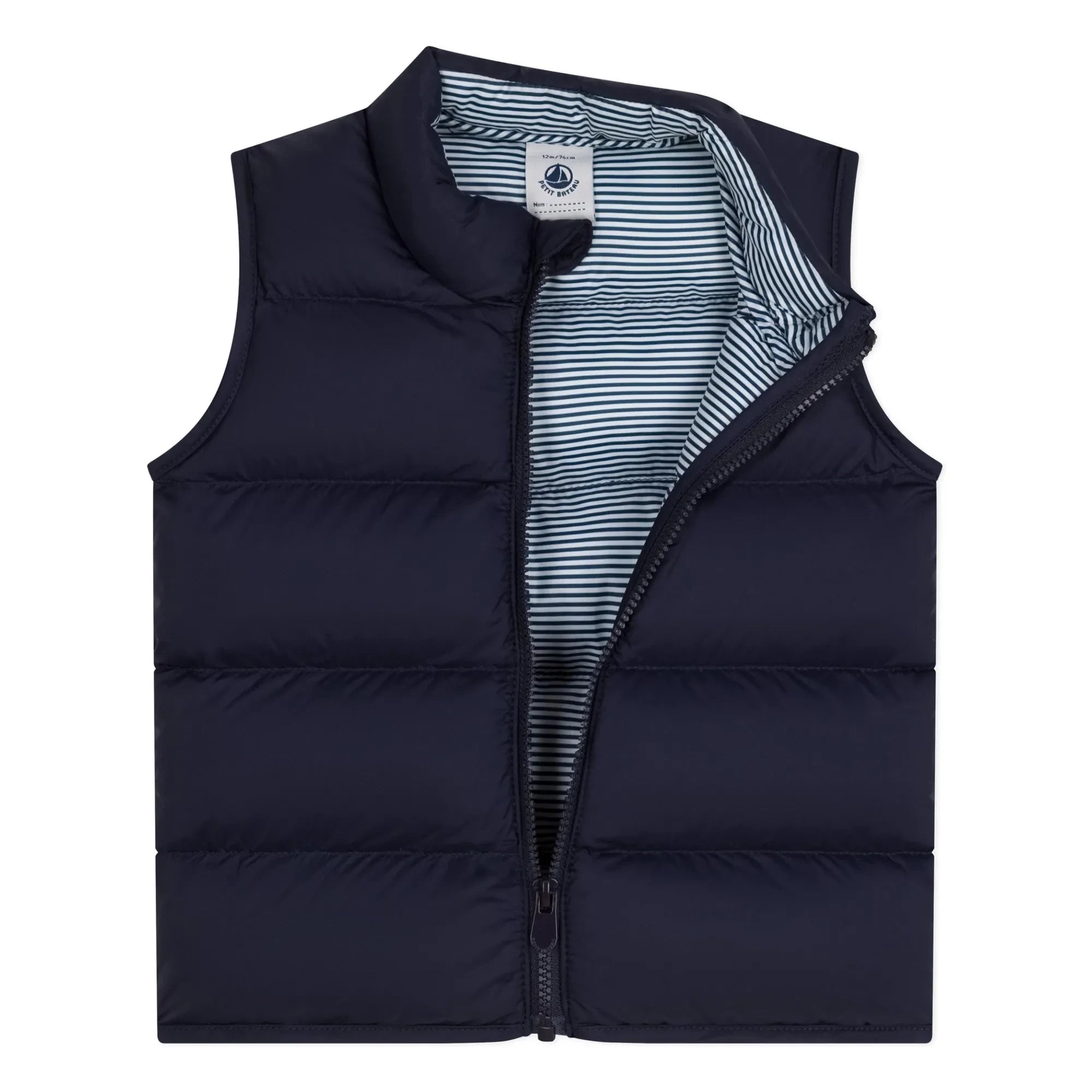 Petit Bateau - Chaleco acolchado sin mangas para bebé | Azul marino