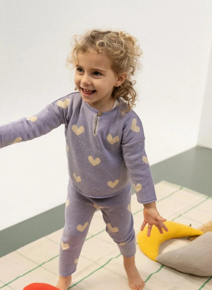 Bayiri - Amor Hearts Organik Pamuk Kazak | Lavender