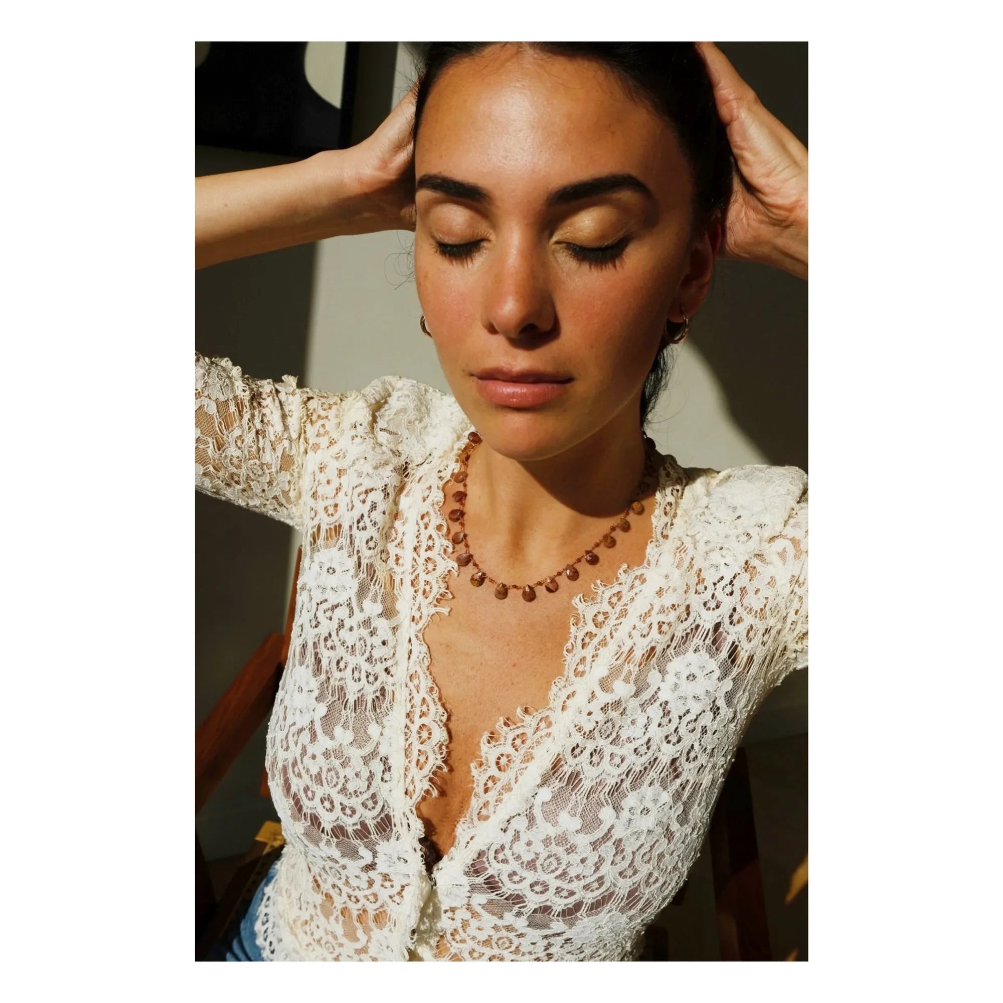 Ivarene - Collar Harper Damla y Boncuk | Jaspe Rojo
