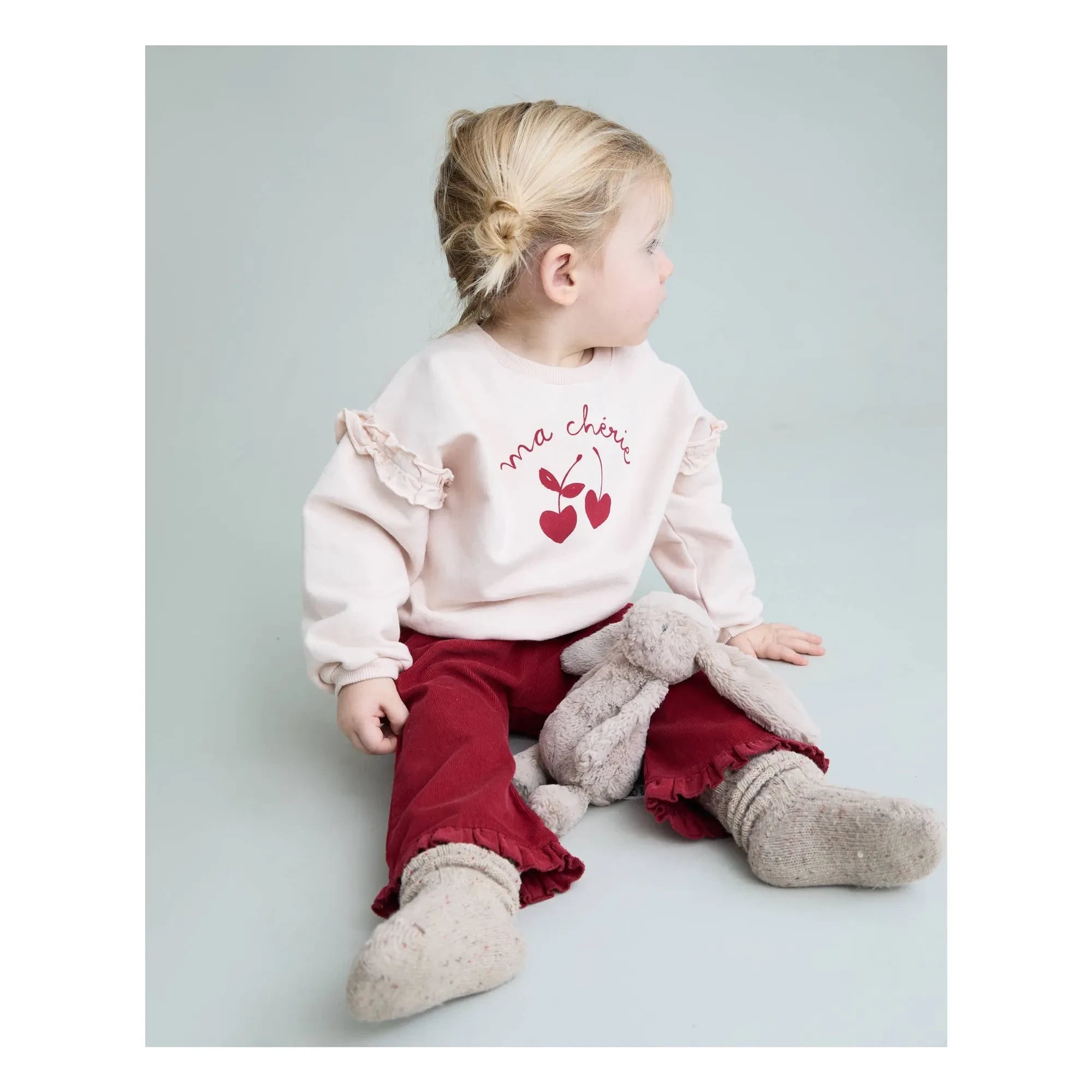 Búho - Ma Chérie organik pamuklu bebek sweatshirt | Açık Pembe