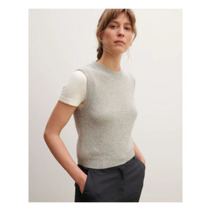 Bompard - Suéter sin mangas de cachemir con cuello redondo | Gris plateado