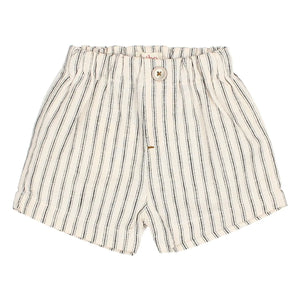 Búho - Pantalones cortos de lino a rayas | Crudo