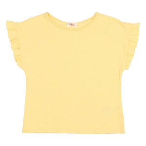 Búho - Camiseta de lino con volantes | Amarillo