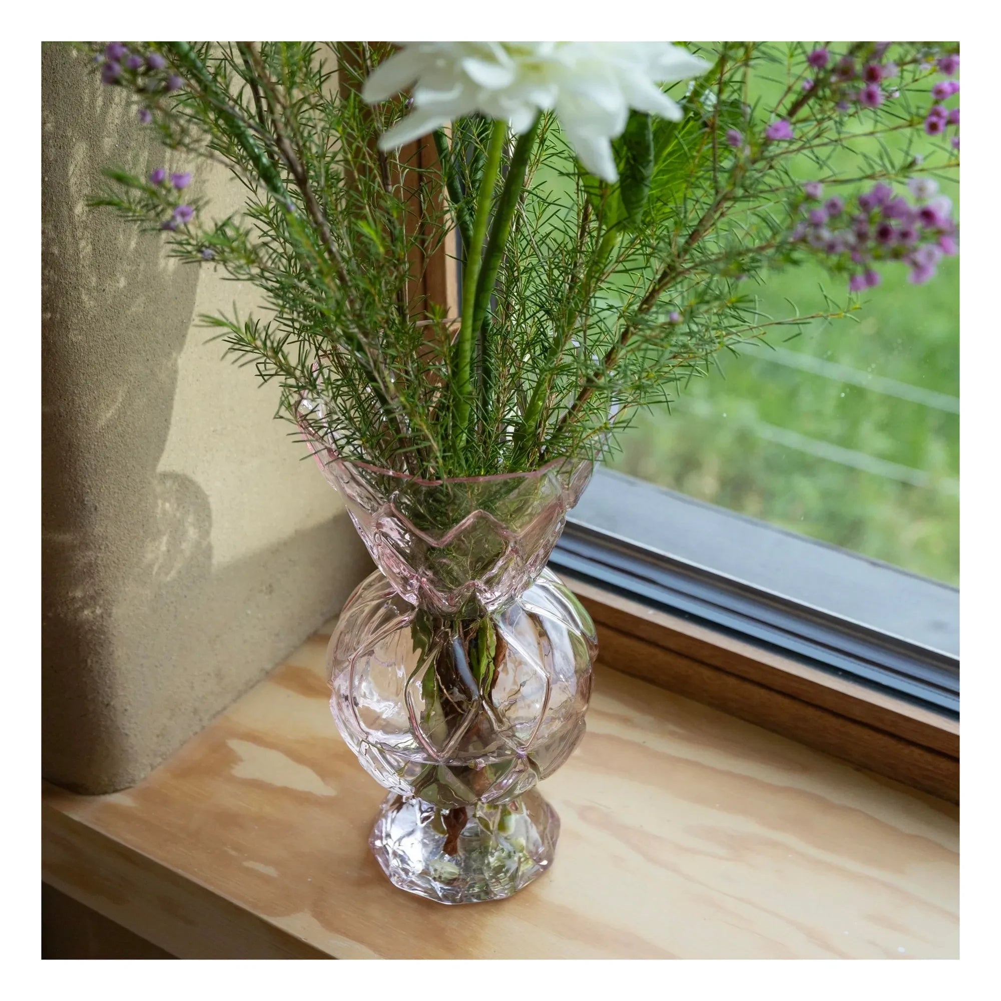 &Klevering - Florero de cristal con forma de diamante cosmético | Rosa