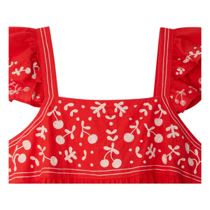 Bonpoint - Vestido de algodón orgánico Cora | Rojo amapola
