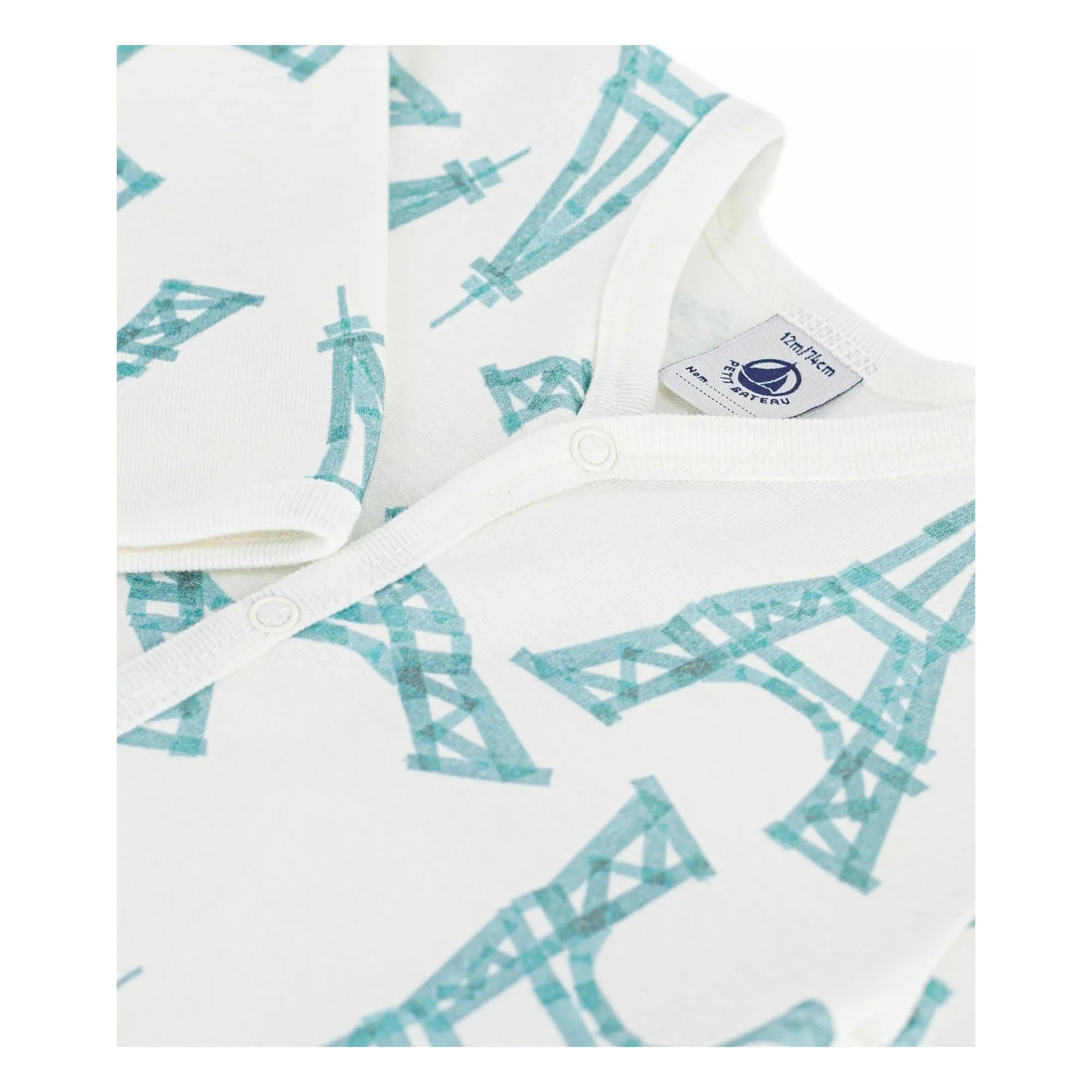Petit Bateau - Pijama sin pies Buena Noche Torre Eiffel | Blanco