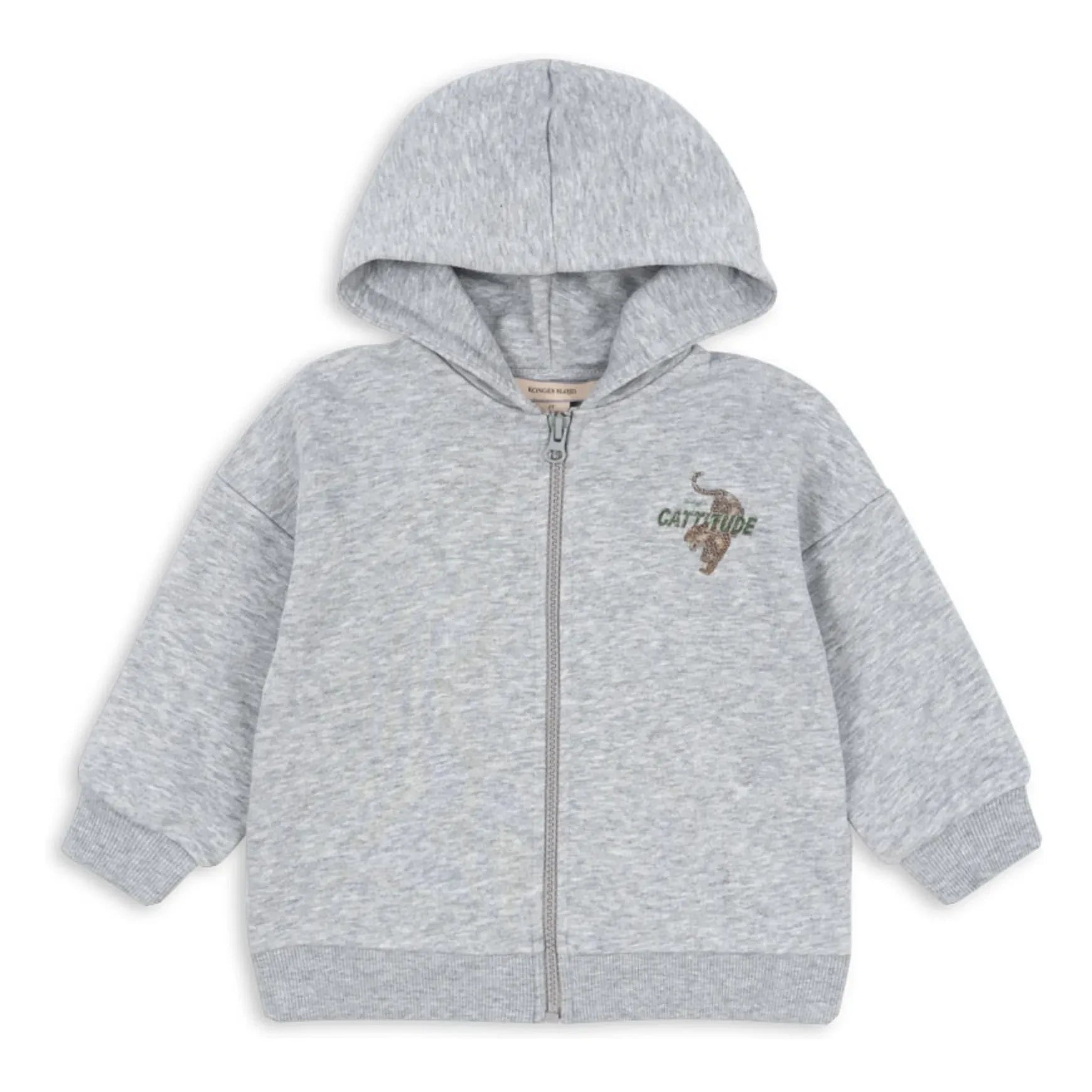 Konges Sløjd - Sudadera Lou Tigres de algodón orgánico | Gris jaspeado