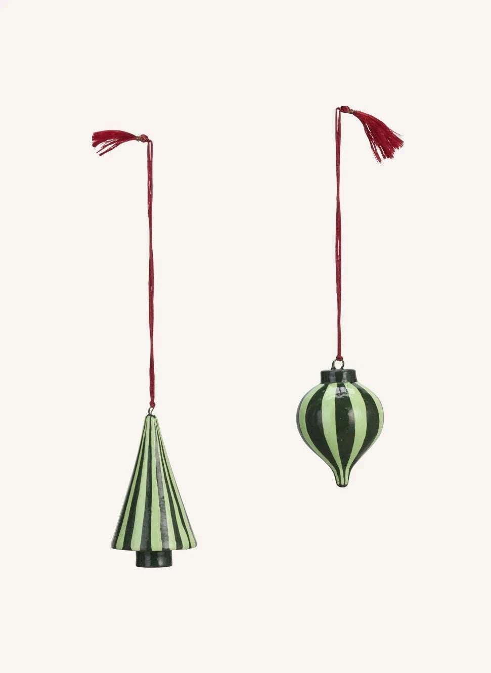 Madam Stoltz - Adornos Navideños de Madera - Set de 2 | Verde