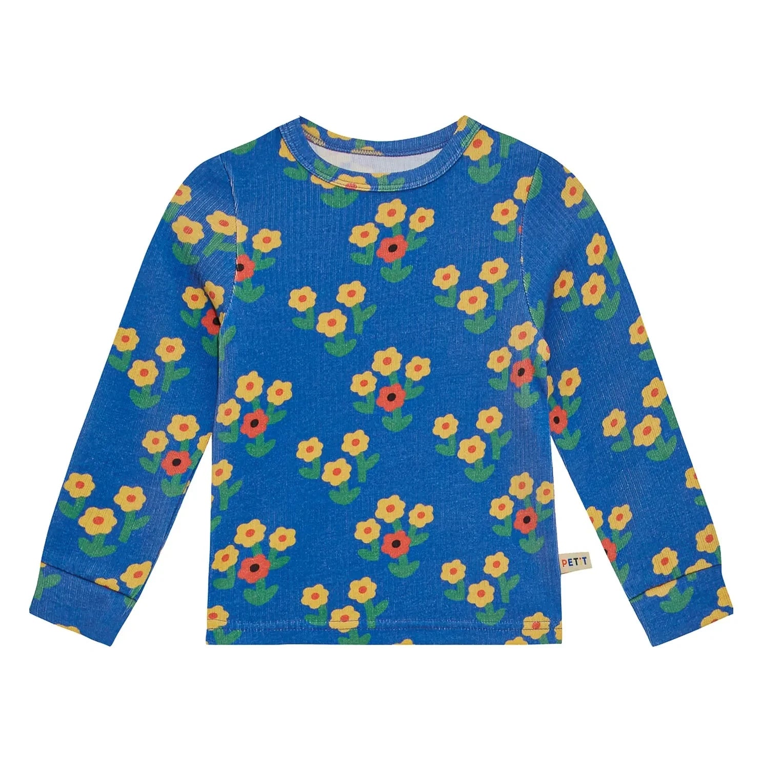 Petit Stella - Çiçek Desenli Pima Pamuk ve Modal Pijama | Mavi