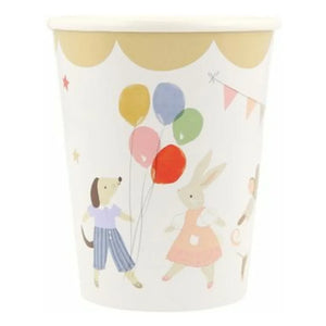 Meri Meri - Vasos de cumpleaños Amigos animales - Juego de 8